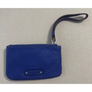 Nine‎ West Royal Blue Faux Leather Zip Wristlet Pouch Clutch Coin Bag